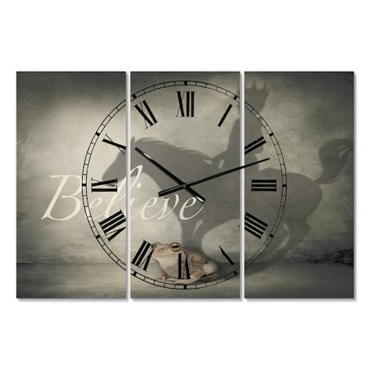 Designart 'Believe Shadow Ii Large Cottage Multipanel Wall Clock